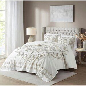 Madison Park Violette 3 Piece Tufted Cotton Chenille Coverlet Set Full/Queen NWT